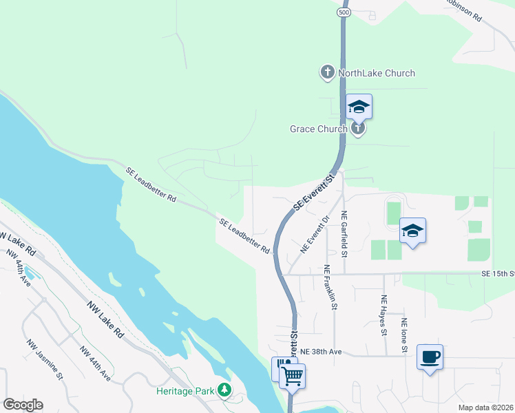 map of restaurants, bars, coffee shops, grocery stores, and more near 4650 North Adams Street in Camas