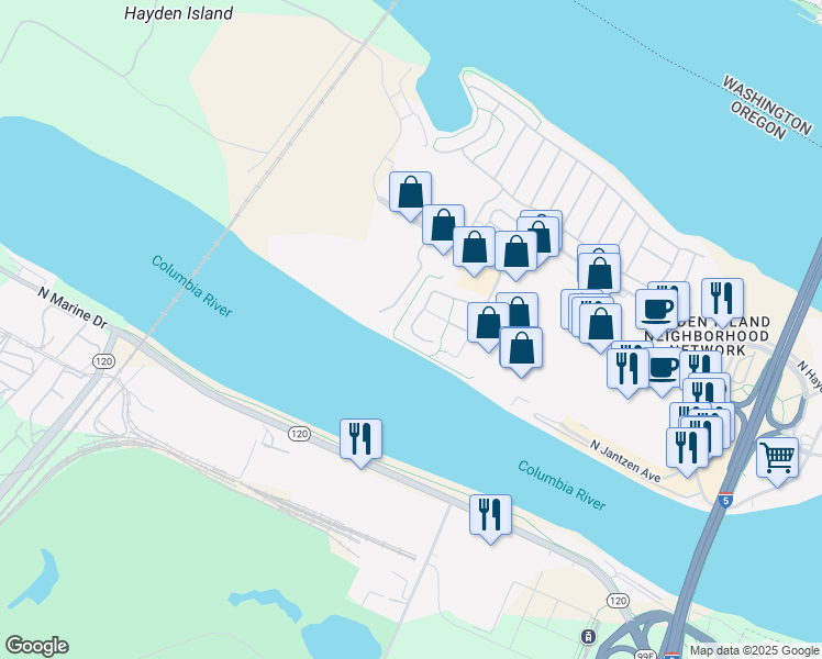map of restaurants, bars, coffee shops, grocery stores, and more near 12261 North Westshore Drive in Portland