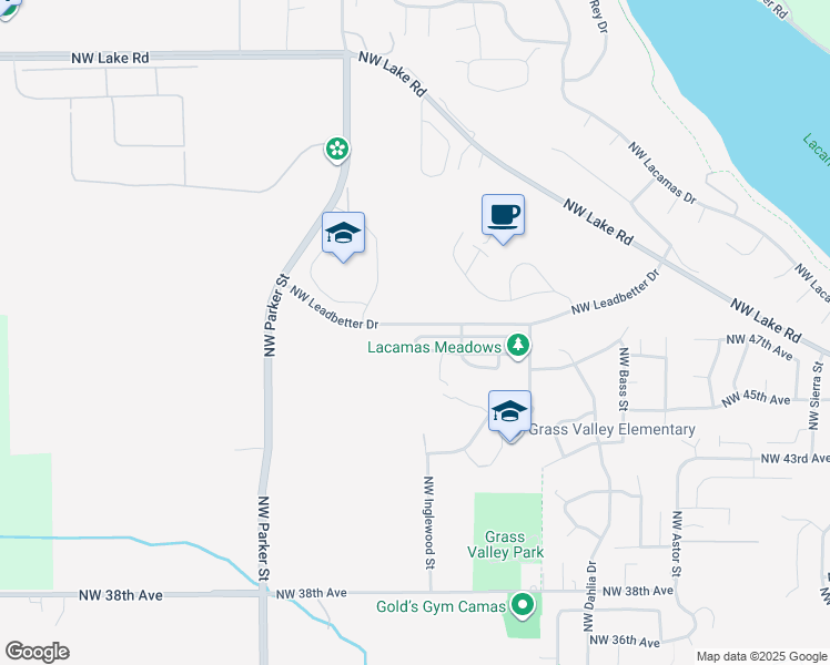 map of restaurants, bars, coffee shops, grocery stores, and more near 3401 Northwest 47th Drive in Camas