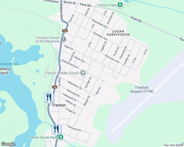 map of restaurants, bars, coffee shops, grocery stores, and more near 81 Grandview Avenue in Trenton