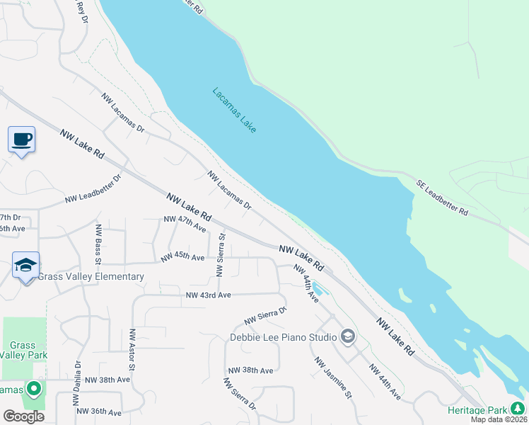 map of restaurants, bars, coffee shops, grocery stores, and more near 1631 Northwest Lacamas Drive in Camas