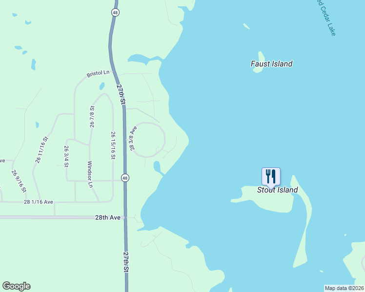 map of restaurants, bars, coffee shops, grocery stores, and more near 2829 27 1/8 Street in Birchwood