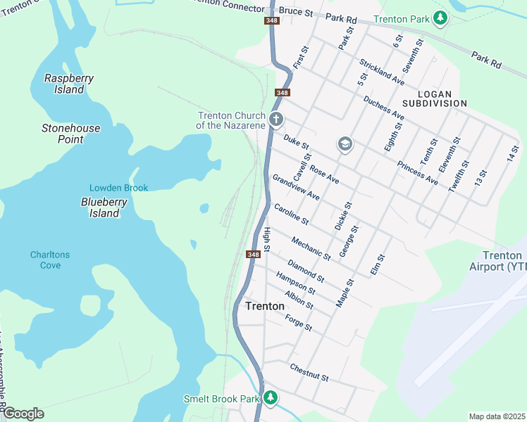 map of restaurants, bars, coffee shops, grocery stores, and more near 181 Main Street in Trenton