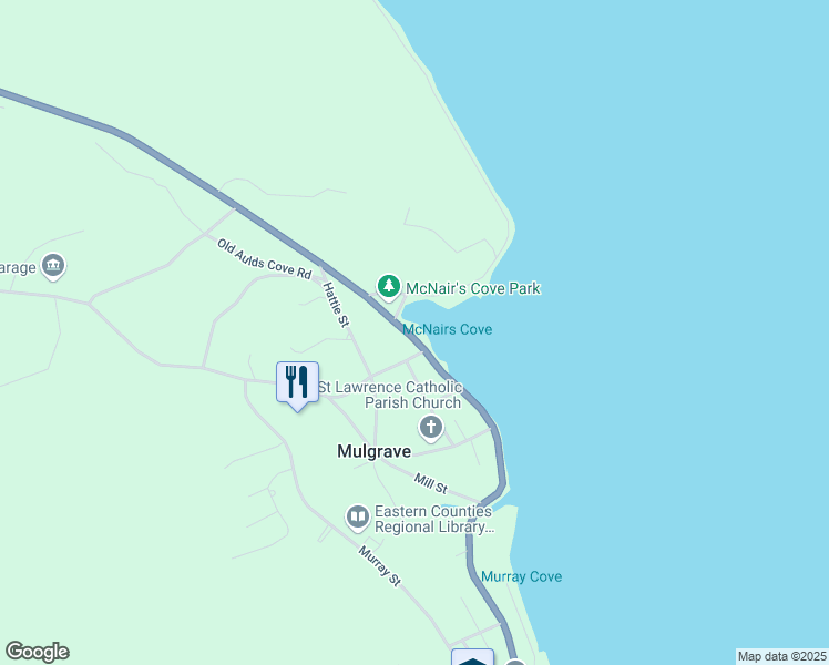 map of restaurants, bars, coffee shops, grocery stores, and more near 322 Main Street in Mulgrave