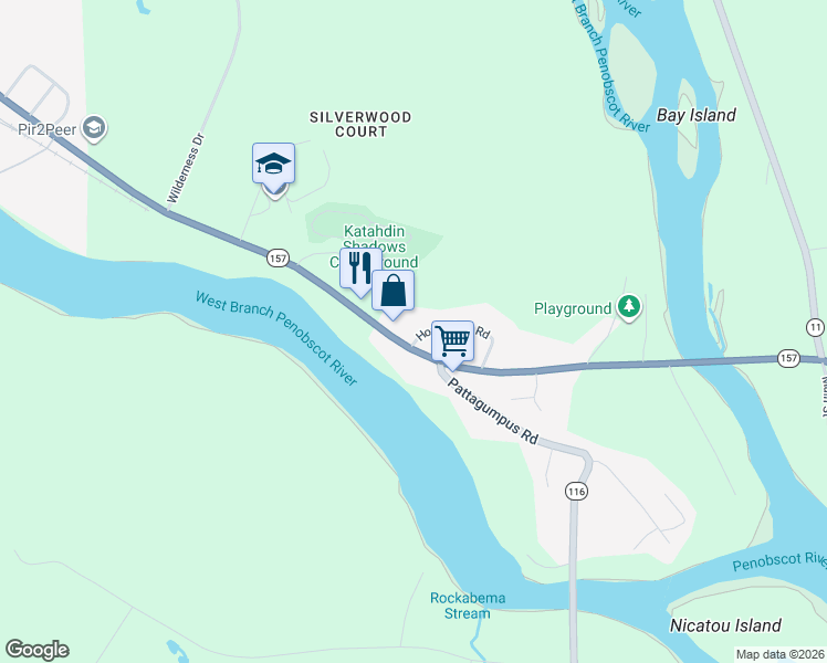 map of restaurants, bars, coffee shops, grocery stores, and more near 2166 Maine 11 in Medway