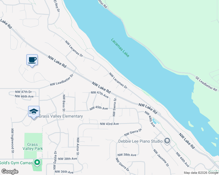 map of restaurants, bars, coffee shops, grocery stores, and more near 4844 Northwest Rainier Court in Camas