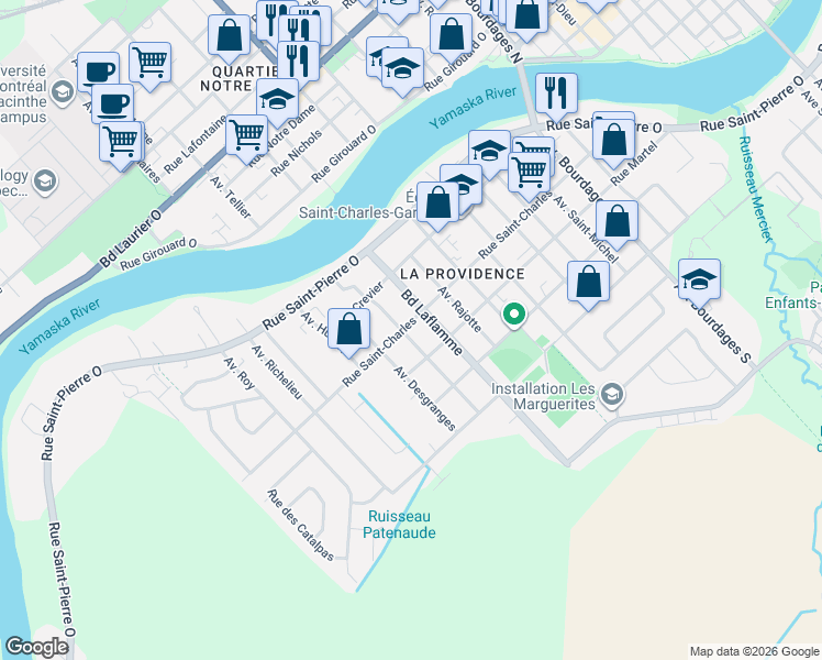 map of restaurants, bars, coffee shops, grocery stores, and more near 2865 Rue Saint-Charles in Saint-Hyacinthe