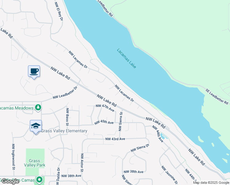 map of restaurants, bars, coffee shops, grocery stores, and more near 4847 Northwest Rainier Court in Camas