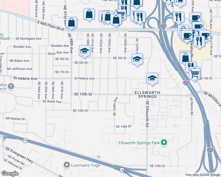 map of restaurants, bars, coffee shops, grocery stores, and more near 809 SE 103rd Ave in Vancouver