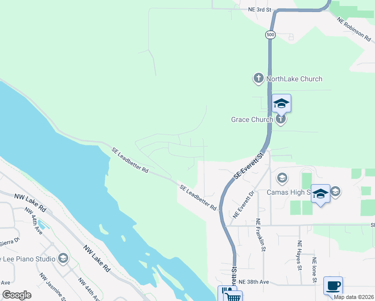 map of restaurants, bars, coffee shops, grocery stores, and more near 2784 North 49th Avenue in Camas
