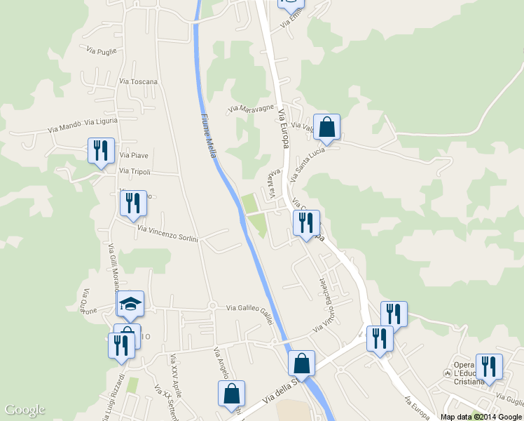 map of restaurants, bars, coffee shops, grocery stores, and more near 14 Via Santa Giulia in Concesio