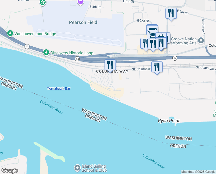 map of restaurants, bars, coffee shops, grocery stores, and more near 742 Southeast Fairwinds Loop in Vancouver