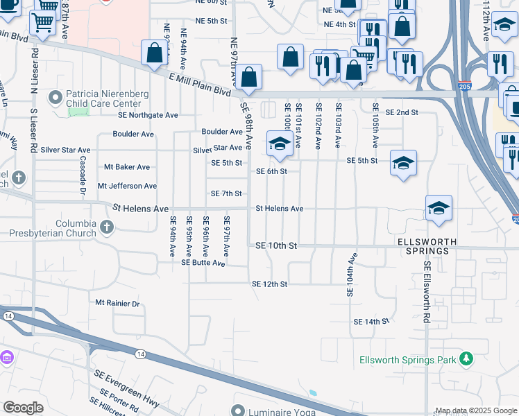 map of restaurants, bars, coffee shops, grocery stores, and more near Saint Helens Avenue in Vancouver