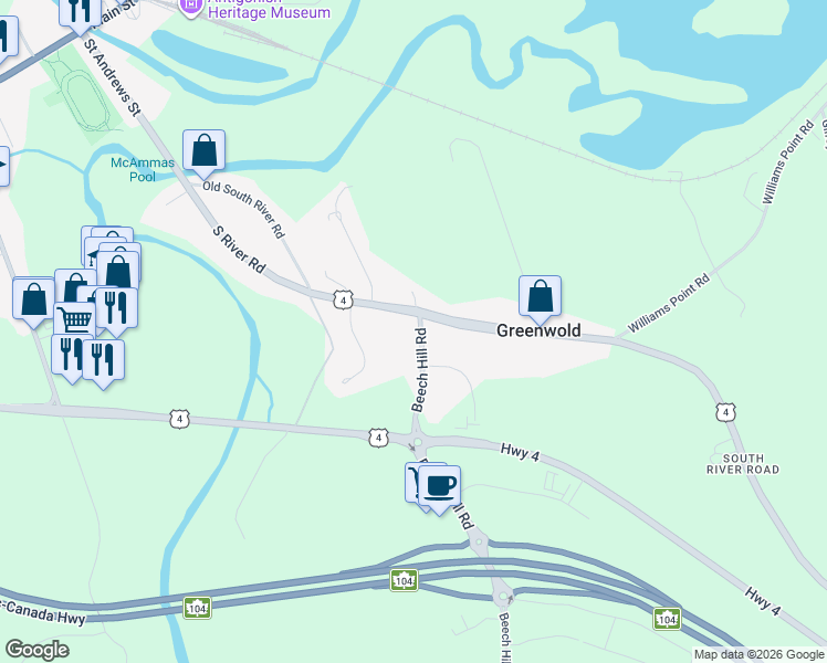 map of restaurants, bars, coffee shops, grocery stores, and more near 10 Beech Hill Road in Antigonish