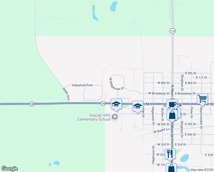 map of restaurants, bars, coffee shops, grocery stores, and more near 111 West Ridgeview Drive in Starbuck
