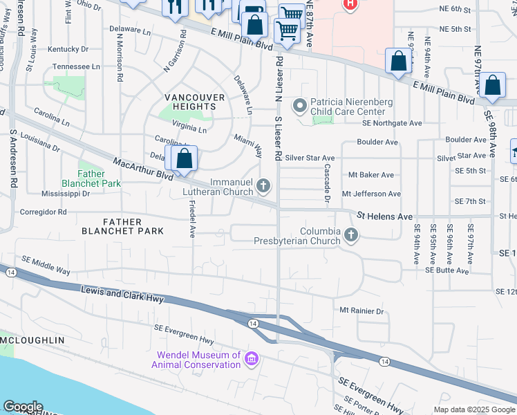map of restaurants, bars, coffee shops, grocery stores, and more near 604 Miami Court in Vancouver