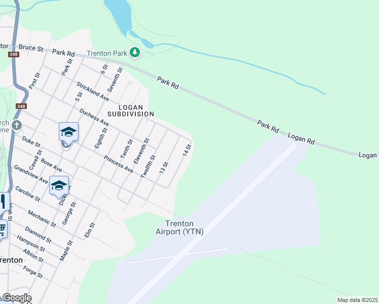 map of restaurants, bars, coffee shops, grocery stores, and more near 84 14 Street in Trenton