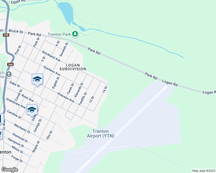 map of restaurants, bars, coffee shops, grocery stores, and more near 90 Strickland Avenue in Trenton