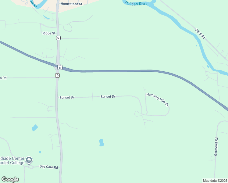 map of restaurants, bars, coffee shops, grocery stores, and more near 5060 Sunset Drive in Rhinelander