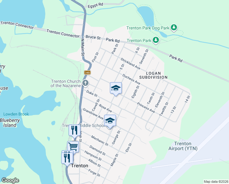 map of restaurants, bars, coffee shops, grocery stores, and more near 21 6 Street in Trenton