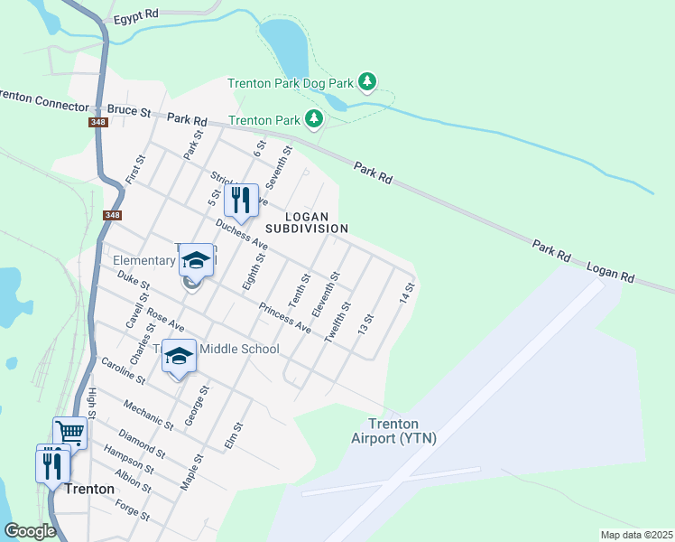 map of restaurants, bars, coffee shops, grocery stores, and more near 52 11 Street in Trenton