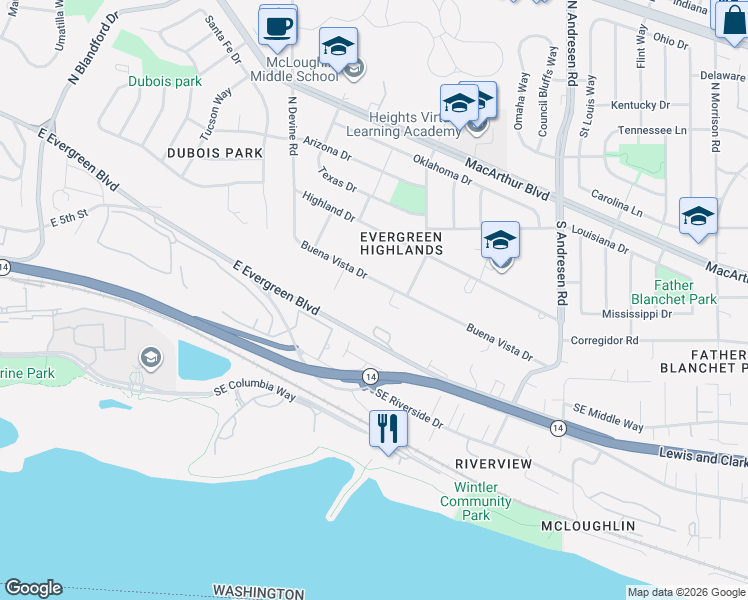 map of restaurants, bars, coffee shops, grocery stores, and more near 5909 Buena Vista Drive in Vancouver