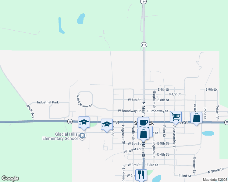 map of restaurants, bars, coffee shops, grocery stores, and more near 309 West 9th Street in Starbuck
