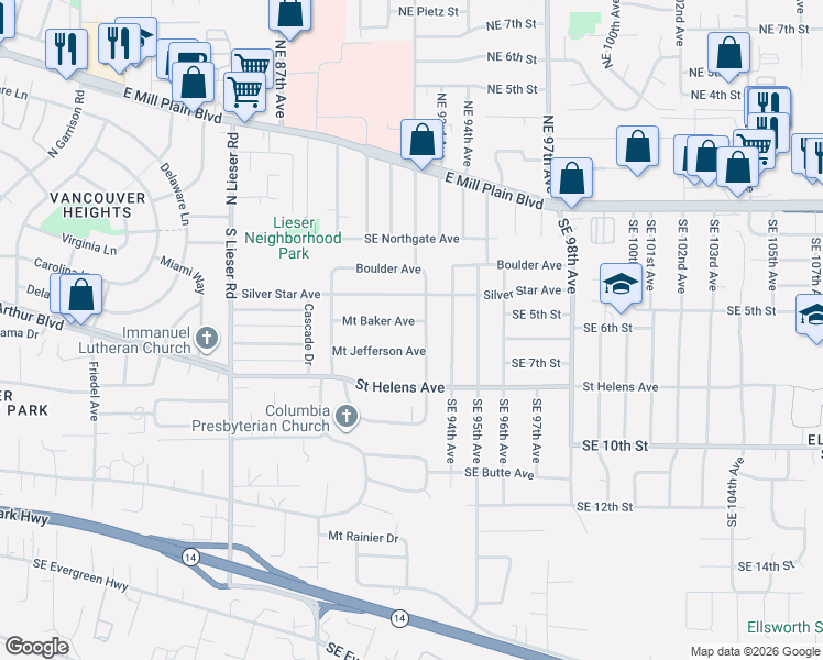 map of restaurants, bars, coffee shops, grocery stores, and more near 9024 Mount Baker Avenue in Vancouver