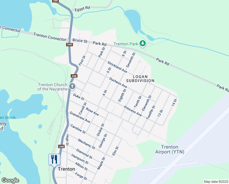 map of restaurants, bars, coffee shops, grocery stores, and more near 31 7 Street in Trenton