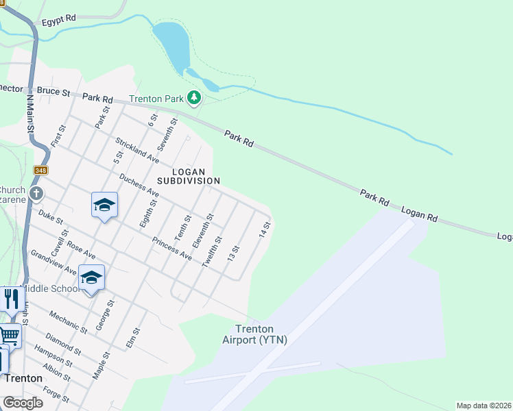 map of restaurants, bars, coffee shops, grocery stores, and more near 145 Strickland Avenue in Trenton