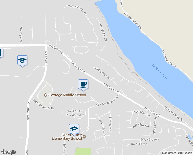 map of restaurants, bars, coffee shops, grocery stores, and more near 2839 Northwest Lake Road in Camas