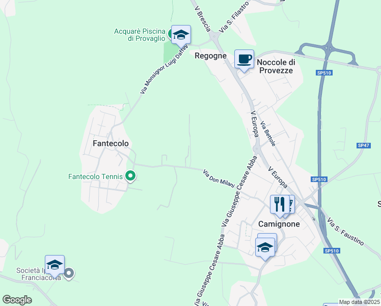 map of restaurants, bars, coffee shops, grocery stores, and more near 17 Via Don Lorenzo Milani in Provincia di Brescia