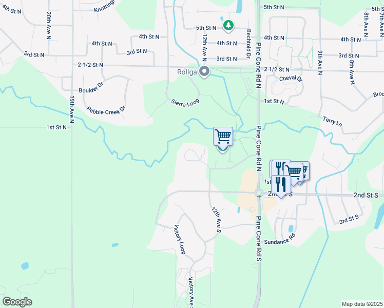 map of restaurants, bars, coffee shops, grocery stores, and more near 1125 1st Avenue Northeast in Sartell