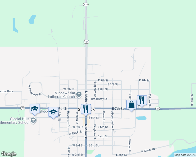 map of restaurants, bars, coffee shops, grocery stores, and more near 206 East 9th Street in Starbuck