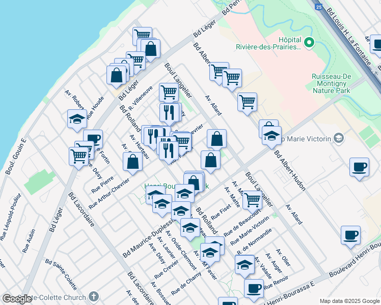 map of restaurants, bars, coffee shops, grocery stores, and more near 6376 Rue Pascal in Montréal
