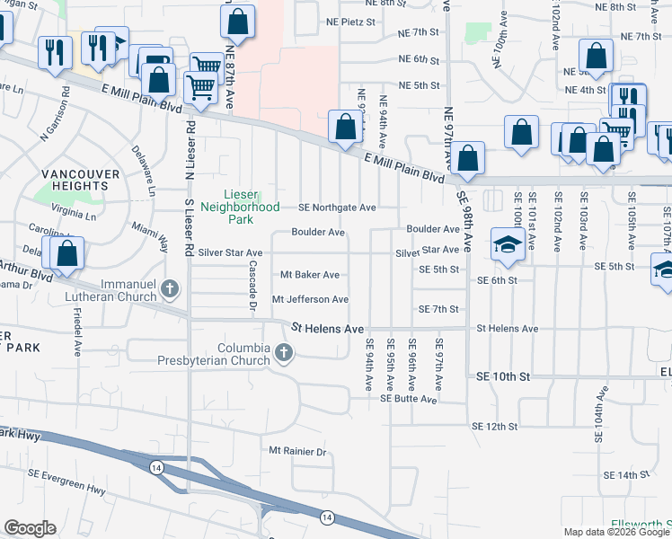 map of restaurants, bars, coffee shops, grocery stores, and more near 9024 Mount Baker Avenue in Vancouver