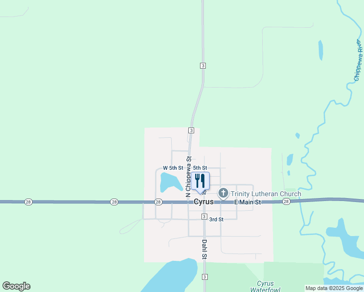 map of restaurants, bars, coffee shops, grocery stores, and more near 220 6th Street in Cyrus