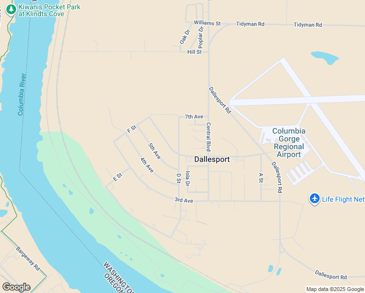 map of restaurants, bars, coffee shops, grocery stores, and more near 602 D Street in Dallesport