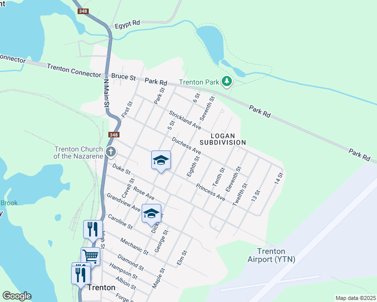 map of restaurants, bars, coffee shops, grocery stores, and more near 58 Seventh Street in Trenton