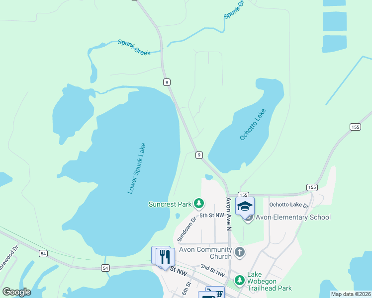 map of restaurants, bars, coffee shops, grocery stores, and more near 34289 County Road 9 in Avon