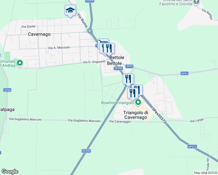 map of restaurants, bars, coffee shops, grocery stores, and more near 2 Via Roggia Borgogna in Provincia di Bergamo