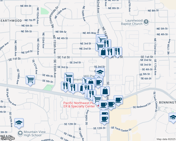 map of restaurants, bars, coffee shops, grocery stores, and more near 310 Southeast 161st Avenue in Vancouver