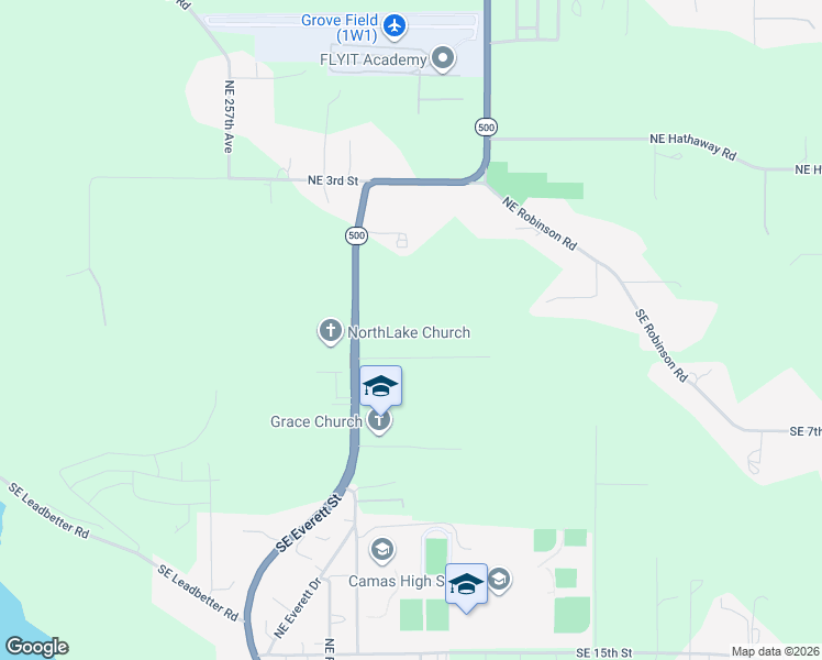 map of restaurants, bars, coffee shops, grocery stores, and more near 26402 Southeast 5th Street in Camas