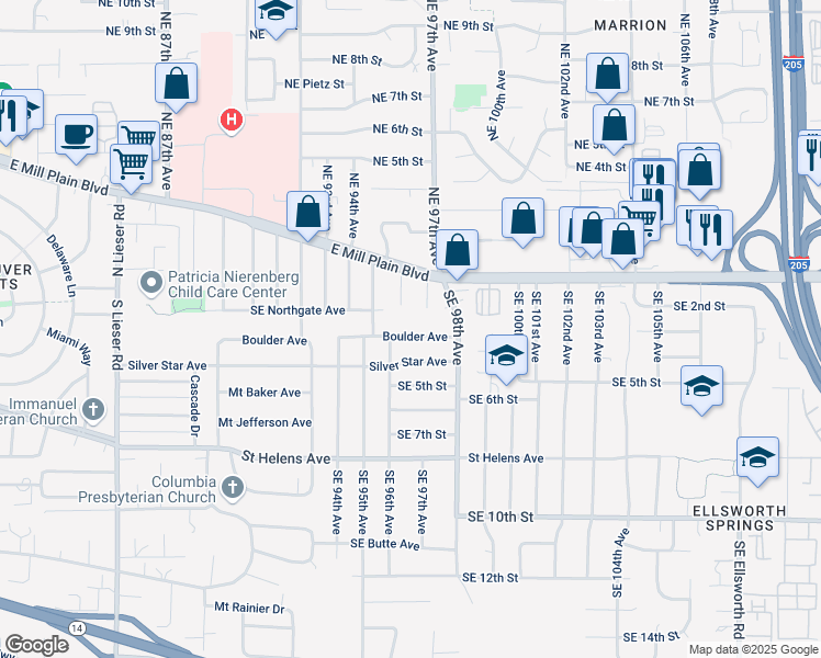 map of restaurants, bars, coffee shops, grocery stores, and more near 9604 Boulder Avenue in Vancouver