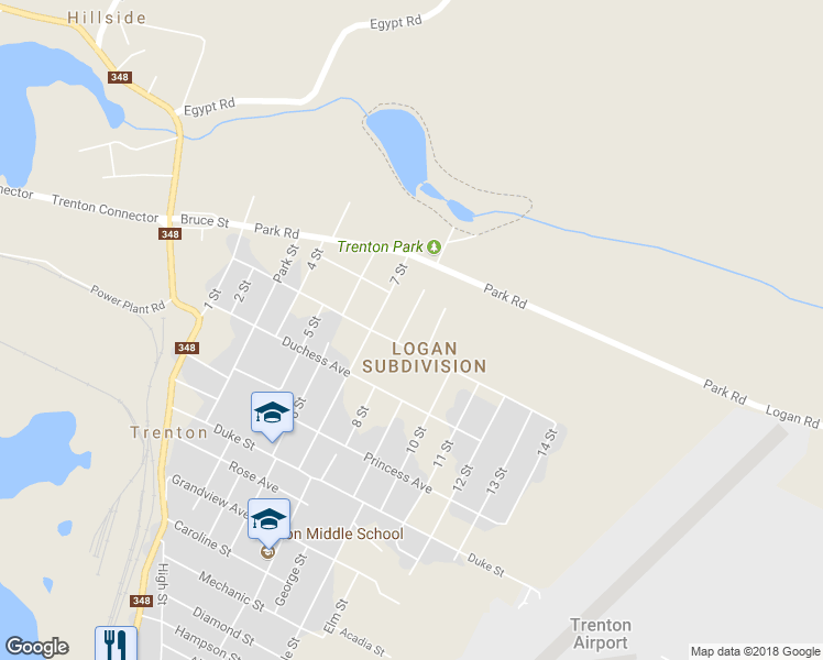 map of restaurants, bars, coffee shops, grocery stores, and more near 54 8 Street Extension in Trenton