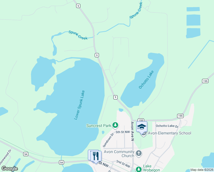 map of restaurants, bars, coffee shops, grocery stores, and more near 34289 County Road 9 in Avon
