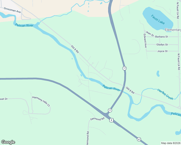 map of restaurants, bars, coffee shops, grocery stores, and more near 3197 Germond Road in Rhinelander