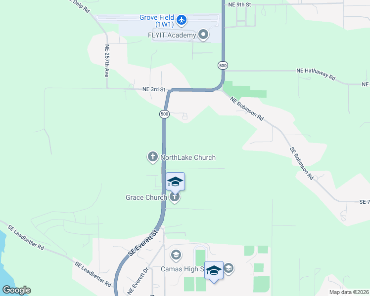 map of restaurants, bars, coffee shops, grocery stores, and more near 26402 Southeast 5th Street in Camas