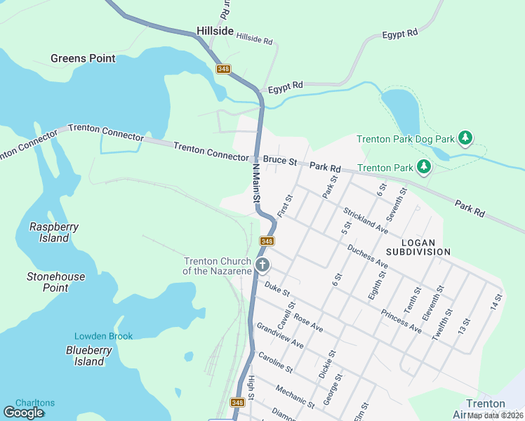 map of restaurants, bars, coffee shops, grocery stores, and more near 250 North Main Street in Trenton