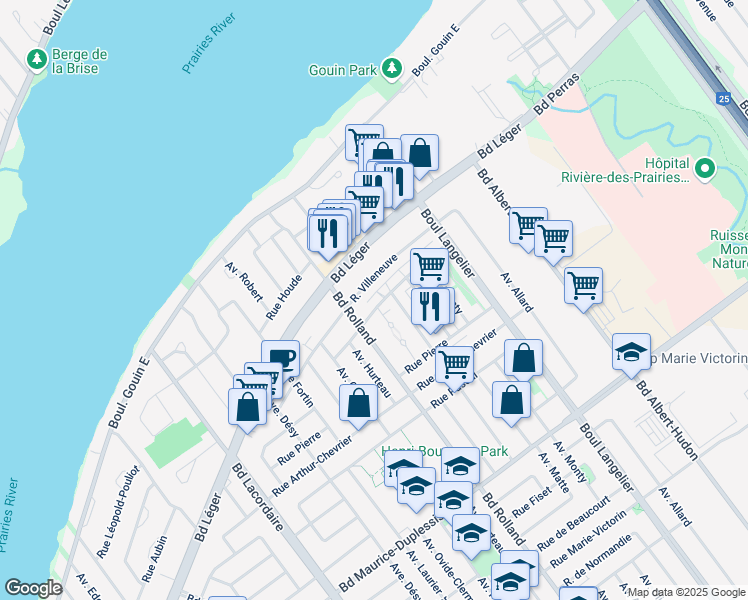 map of restaurants, bars, coffee shops, grocery stores, and more near 6287 Rue Dagenais in Montréal